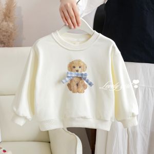 Bộ Hoodie In Hình Cartoon Cho Bé Gái Với Quần Caro