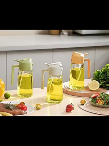 Nipiin Precise Control Glass Oil Dispenser Bottle 470ML 2In1 Spray Pour Leakproof For Cooking Air Fryer Healthy Kitchen