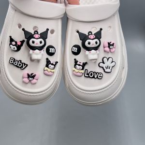 Sanrio Cute Cartoon Shoes Charms Kuromi Melody Cinnamoroll Shoe Accessories Flower Decoration DIY Shoe Buckles for Hole Rubber Clogs