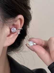 Flashy Premium Light Luxury Zircon Ear Cuffs No Piercing Womens New Style Elegant Feel Bone Shaped Ear Jewelry Earrings