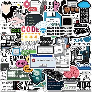 50PCS Cool Engineer Programming Network Coding Hacker Meme Stickers Vinyl DIY Computer Laptop Motorcycle Helmet Car Sticker