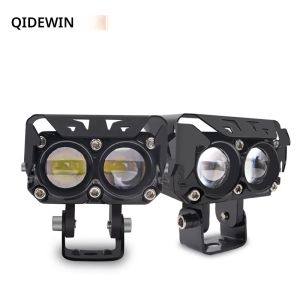 เลนส์โปรเจคเตอร์ LED สองสี ไฟสปอตไลท์มอเตอร์ไซค์ เลนส์คู่ ไฟ LED ทำงาน สีเหลืองขาว ไฟหน้าสำหรับรถออฟโรด 4x4 SUV