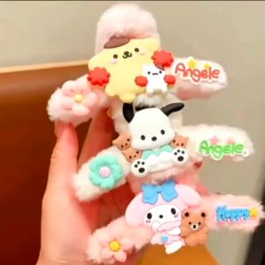 Sanrio Plush Hair Clip 🎀 11cm三丽鸥毛绒抓夹 Klip Cakar Rambut Bentuk Plush Cinnamoroll Comel Cute Cartoon Hair Claw Hair Accessories