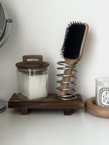 PGLP New Retro Wooden Tray Multi-Color Mini Table Stool Toothbrush Holder Bathroom Storage Organizer Japanese Style Props