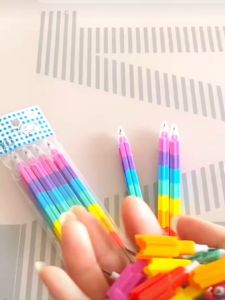 4Pcs Rainbow Building Block Pencil 8-section Non-sharpening Student Prize Gift Childrens Stationery