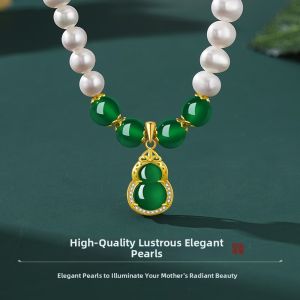 Luxury Birthday Christmas Gift Gourd Jade Bead Necklace