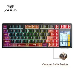 AULA | AULA L99 Intelligent Screen Mechanical Keyboard Bluetooth Wireless Tri-mode Night Gaming Laptop Keyboard 8000mAh Raindrop Switch