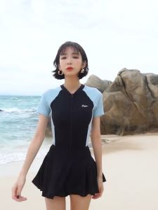 Swimsuit Women Korean Fashion Black Womens Swimsuit 2 Pieces Long Sleeve Wet Suit