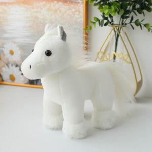 Simulation Cute Horse Plush Toy Stuffed Animal Toy Brown White Black Soft Realistic Horse Toy Home Decoration Kids Birthday Gift
