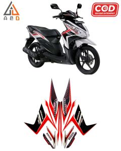 Striping Stiker Lis Les Body Motor Honda Vario Techno 110 2011 Putih Full Set Motif Standar