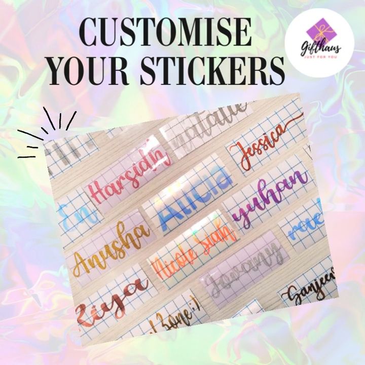 Custom Vinyl Name Stickers For Kids Scooter – Robot Design, Glossy, 4 Sizes