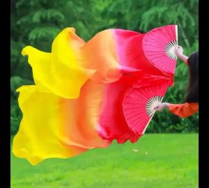 Quạt Múa Bụng Giả Lụa Màu Gradient 150cm Dành Cho Nữ Đạo Cụ Tập Luyện Múa