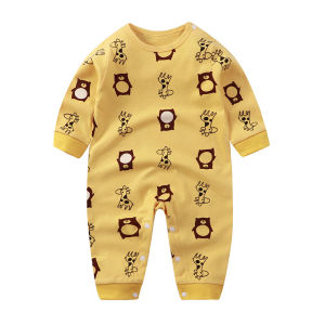 Baby Romper Suit Autumn 2024 Spring 0-2 Years Old Baby Crawling Suit Long Sleeve Long Pants Newborn Girl All-Match Style