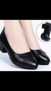 Giày Cao Gót Nữ Màu Đen Đế Dày Kiểu Xỏ Mũi Tròn Giày Công Sở Thoải Mái Giày Dự Tiệc Gót Vuông Dành Cho Nữ