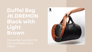 JAYA LEATHER Tas Ransel Kulit Asli Duffel Bag Premium Quality.JK.DREMON Black with Light Brown
