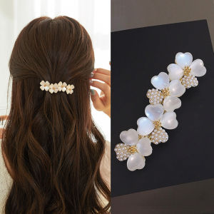 Luxury Opal Spring Clip Fashion Flower Rhinestone Zircon Ponytail Hair Clip Elegant Ladies Korean Hair Accessories