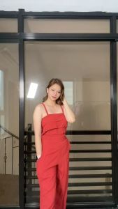 SC89 Pleated Spaghetti Top and Trouser Pants with Pockets Coordinates Set