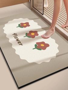 Bathroom Anti-Slip Absorbent Floor Mat Toilet Entrance Door Mat Home Use Modern Simple Style Machine Weave Silicone Clay Mat