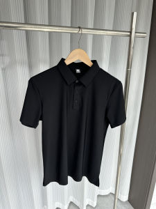 Luxurious Laser Cut Ice Silk Polo Shirt Mens Summer Breathable Short Sleeve Fashionable Urban Style Standard Fit Pure Color