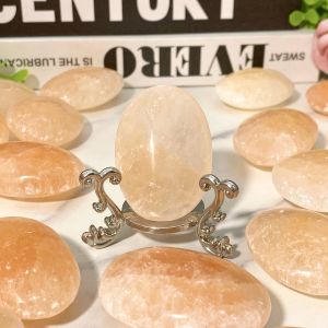 Random 1PC High Quality Orange Selenite Palmstone Decoration Natural Crystal Raw Stone Birthday gift Scene decoration.