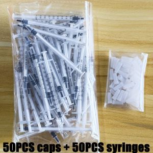 Bộ 50 Ống Tiêm Kèm 50 Nắp Trắng - 4 Kích Cỡ 1ml/3ml/5ml/10ml Kim Truyền Chất Lỏng Dùng Trong Phòng Thí Nghiệm Cho Ăn Động Vật Bơm Mực & Keo Tưới Cây