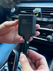 🚀120W Super Fast 🚀5-in-1 Car Charger Multi-function Retractable 2 Cables PD Type-C Port Voltmeter Display 12V-24V Universal Car Accessory
