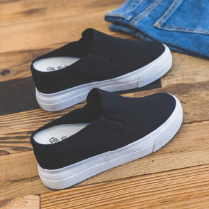 Casual Canvas Slip-On Shoes Womens 5cm Heightening Spring Summer New Style Love Dream Anti-Water Platform round Toe Rubber Sole