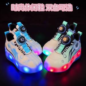 2024 Heelys Budak Lelaki Musim Panas Baru Kasut Roda Dua Roda Kanak-Kanak Budak Lelaki Berkelip Kasut Roda Fesyen Boleh Bernafas