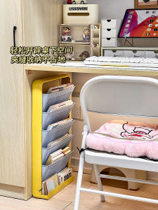 ชั้นวางหนังสือแบบตั้งขึ้นได้สำหรับห้องเรียน ชั้นวางหนังสือแบบประหยัดพื้นที่ ชั้นวางหนังสือแบบลำลอง สไตล์เรียบง่าย สีพื้น