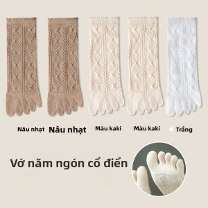 MiiOW | Tất ống ngắn năm ngón thoáng khí chống mùi kháng khuẩn cho nữ Tất sàn cotton pha trộn thường ngày mùa thu Tất ống giữa màu trơn đa năng