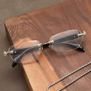 New Fashionable Edgeless Frameless Mens Business Square Anti Blue Light Glasses Suitable for Daily Wear