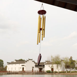Small 6-Tube Modern Minimalist Scandinavian Bedroom Room Balcony Pendant Girls Gifts Golden Music Wind Chimes
