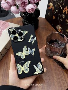 Butterfly Skin Texture Phone Case with Lanyard Full Cover Shockproof Soft Silicone Huawei Mate60Pro Honor 100 Anti-Fall Fashionable Crossbody for Xiaomi Apple