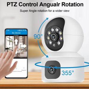V380 Pro Dual Lens 5G CCTV Camera Dual Screens Two Direction wide angle 8MP IP Camera Quickly Connect Cellphone night vision waterproof Motion Detection two-way audio WiFi Camera new upgrade remote Video Surveillance APP Control Alarm COD