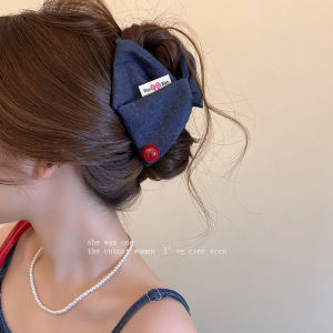 Kẹp Tóc Tam Giác Denim Màu Xanh Đỏ Hạt Cỡ Lớn Phong Cách Hàn Quốc Kẹp Tóc Phụ Kiện Tóc Thời Trang Kẹp Cá Mập