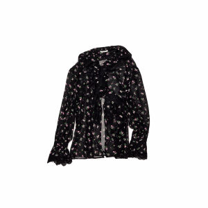 1JINN STUDIO | Large Ruffle V-neck Palace Style Loose Long Sleeve Slightly See-through Slimming Blouse