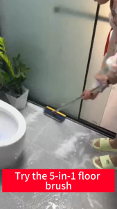 【24 hours delivery】5 in 1 floor cleaning brush long handle floor brush with scraper cleaning brushes toilet broom bathroom brush cleaning brush adjustable extended handle 地板刷