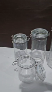 ขวดโหลแก้วใส ฝาล็อกแน่น เหมาะกับใส่ขนม ของแห้ง หรือใช้ตกแต่ง 750/1200/1500/2000 ml.