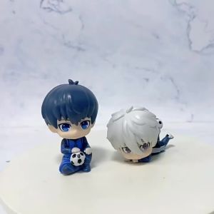 Bandai | 9cm Blue Lock Anime Figure Q Version Nagi Seishirou Action Figure Kawaii Isagi Yoichi Figurine PVC Collection Model Doll Toys