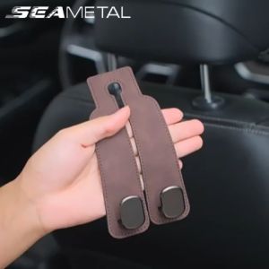 SEAMETAL Car Seat Storage Hook Suede Seat Headrest Double Hook Universal Car Hook Holder Storage Organizer