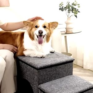 บันไดสัตว์เลี้ยง บันไดสุนัข แบบพับได้ พกพาสะดวก เปิดเก็บของได้ บันไดหมา บันไดขึ้นเตียง บันไดสําหรับสุนัขเล็ก