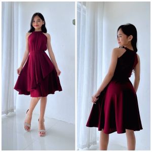 Ruby Halter Dress for Kids 8-10y/o in Crepe Fabric - Perfect for Special Occasions