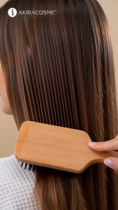 Akiracosme Hair Brush Natural Beech Wood Wide Board Massage Scalp Comb Air Cushion Anti-Static Detangle Brush For Curly Long Hair Both Women Men