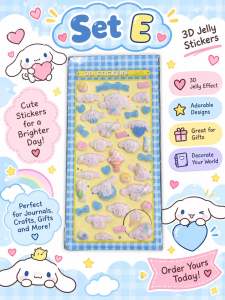 3D Jelly Stickers Hollow Cute Cartoon Bubbly Decor Sticker Sheet for Journaling Crafts Gifts