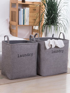 Large Capacity Laundry Hamper Foldable Cotton Linen Dirty Clothes Basket Fabric Storage Box for Home Use Bedroom Organizer