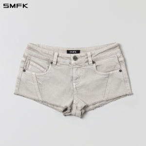 SMFK | Retro Tight Denim Shorts Frayed Hem Elastic