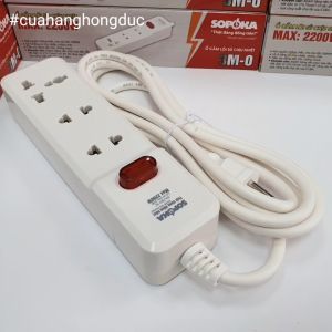Ổ cắm điện 3 lỗ 2200W lõi sứ có dây và công tắc 3M2 SOPOKA