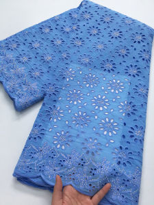 Swiss Voile African Cotton Lace Fabric with Stones 2.5Yards 2025 High Quality Nigerian Lace for Women Evening Party Dresses 4264