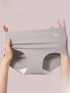 miiow | High Waist Seamless Ice Silk Womens Underwear Triangle Pants Thin Summer Yoga Fitness Comfortable Breathable Ladies Briefs