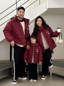 New Year Family Matching Clothes Cotton Jacket for Mother Daughter Son And Father Autumn Winter Four People Cotton Outerwear